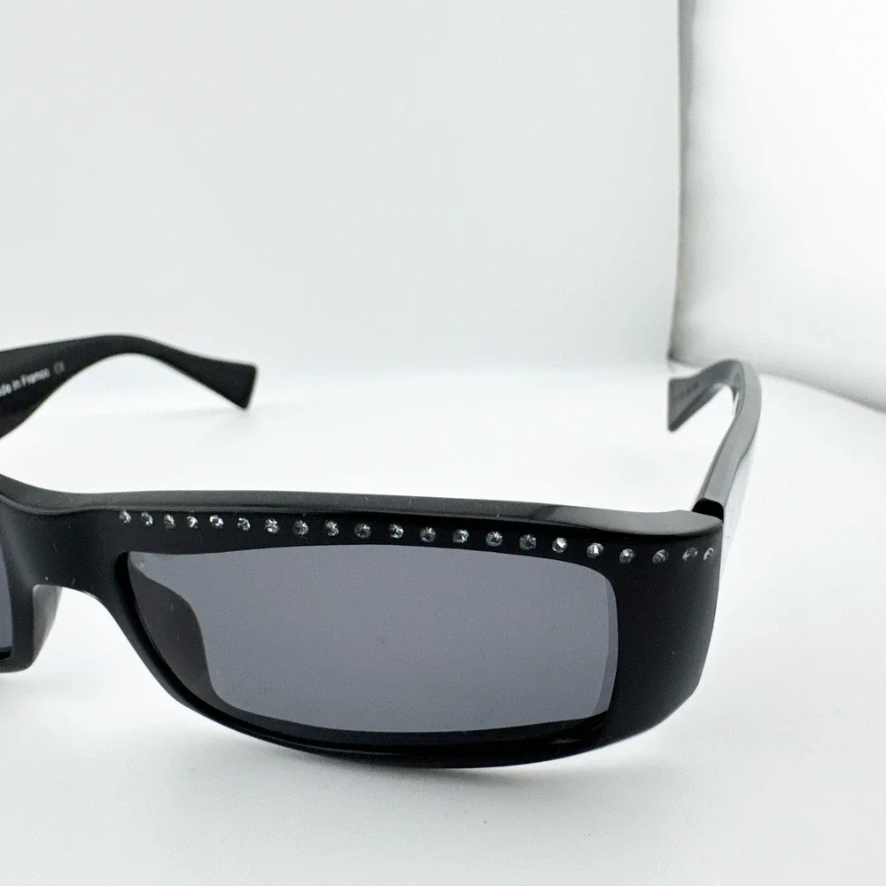 Alain Mikli Y2K‎ Rhinestone Rectangle Sunglasses Women Black Cat 3